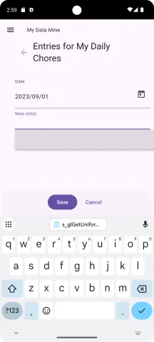 Adding a new Chore entry